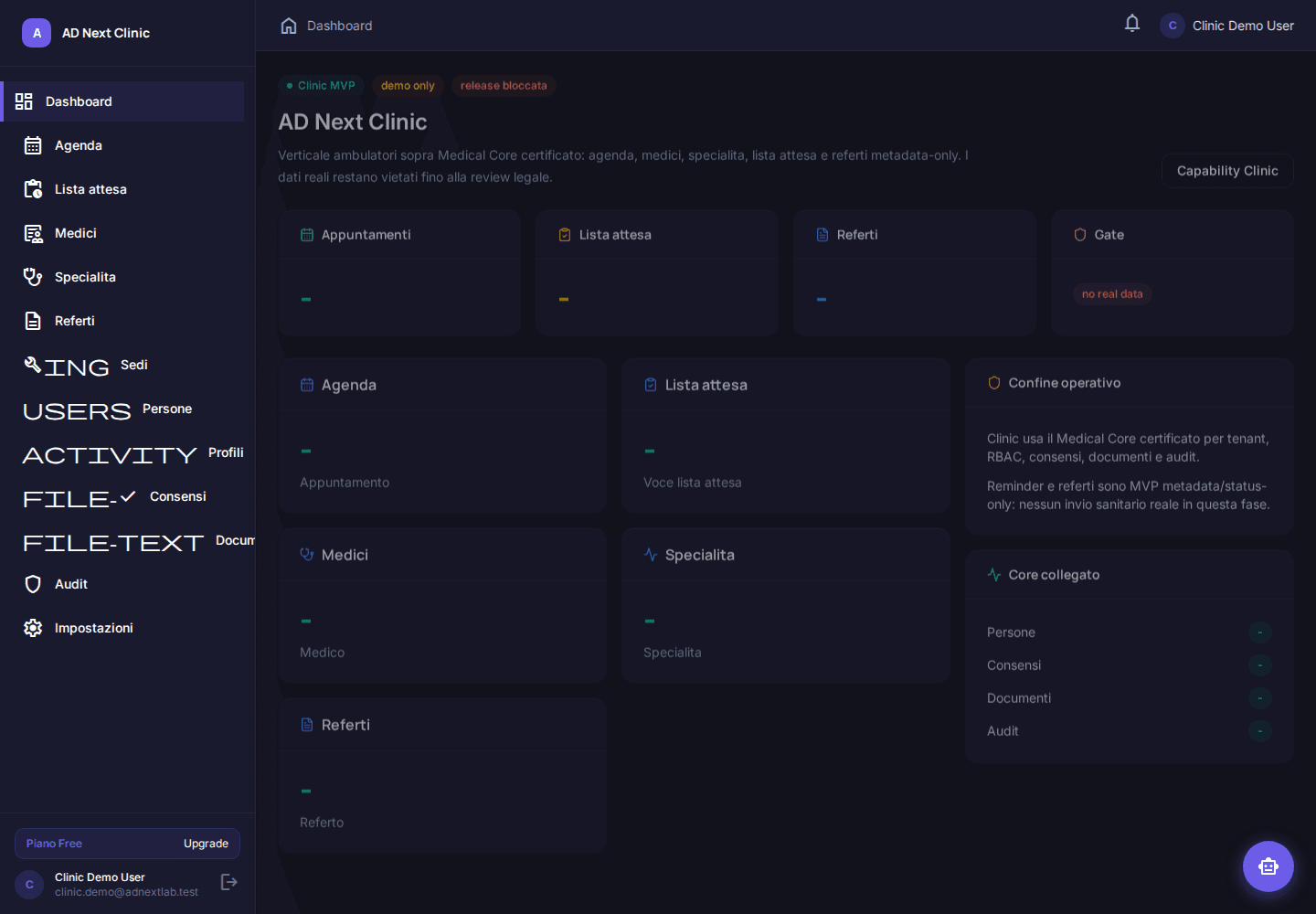 AD Next Clinic dashboard